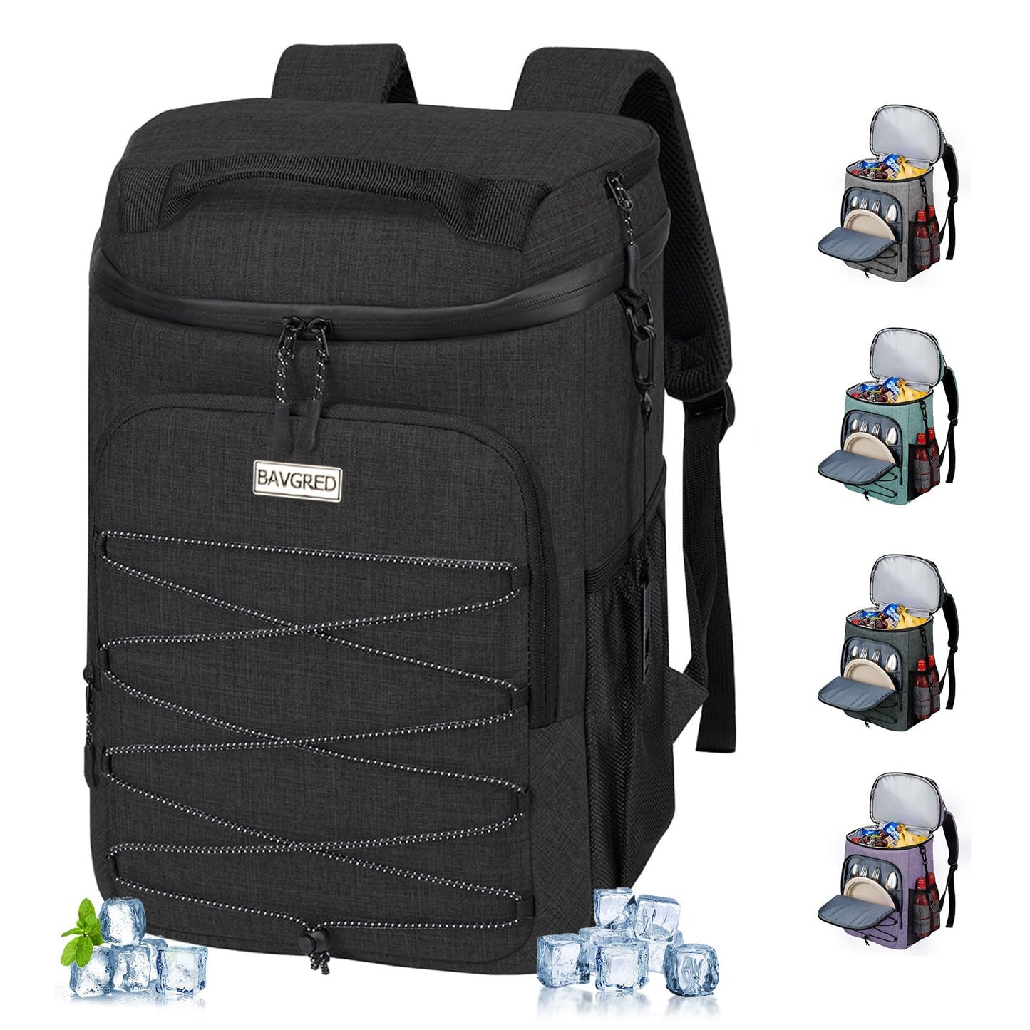 BAVGRED Cooler Backpack Insulated Leak Proof 30 Cans for Men Women,Waterproof Soft Cooler Bag，Lightweight Ice Chest Lunch Backpack for Beach Camping Picnic Travel Worksite Fishing