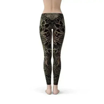 Womens Koi Fish Black Leggings